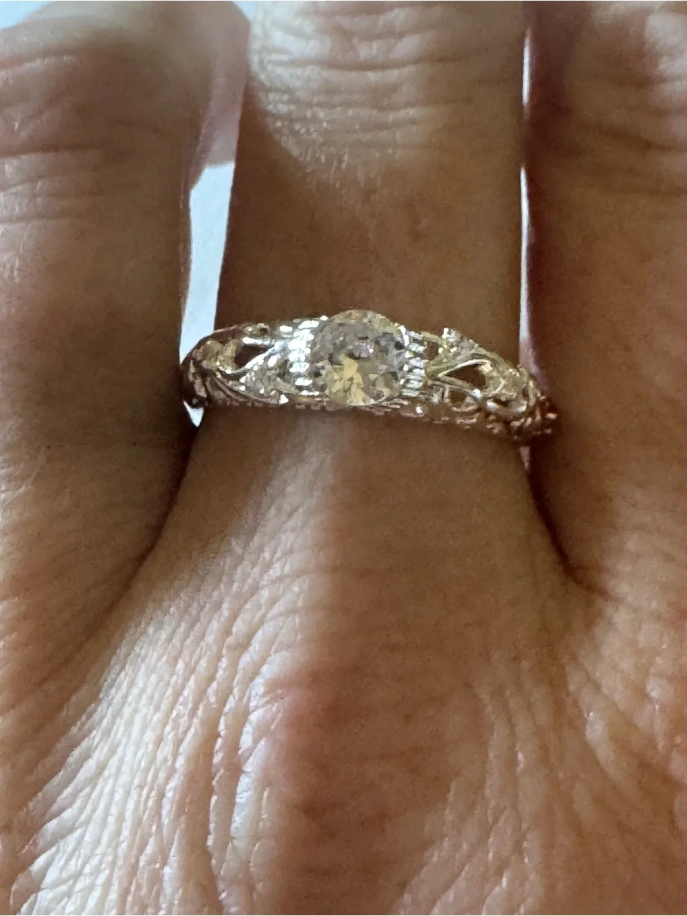 ✨Pristine 925 Sterling Silver Vintage Filigree Grade A Moissanite Ring-0.25 CT!